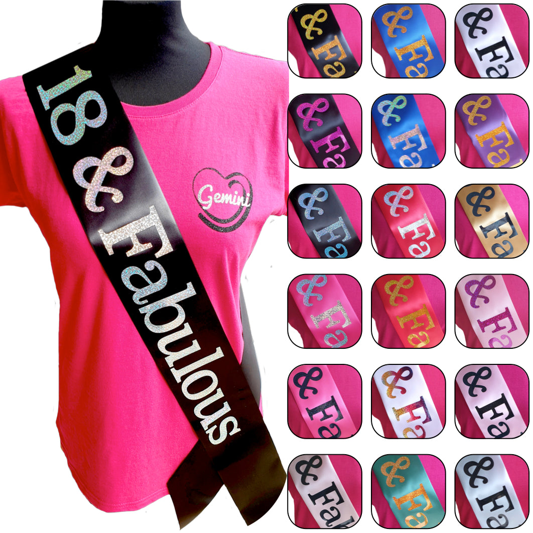 18 and Fabulous Holographic Birthday Sash