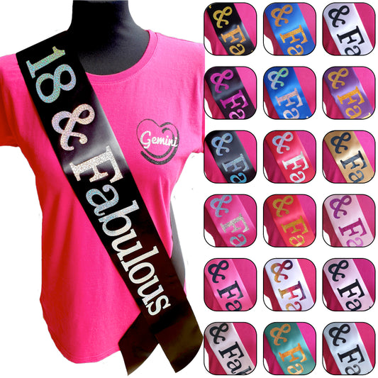 18 and Fabulous Holographic Birthday Sash