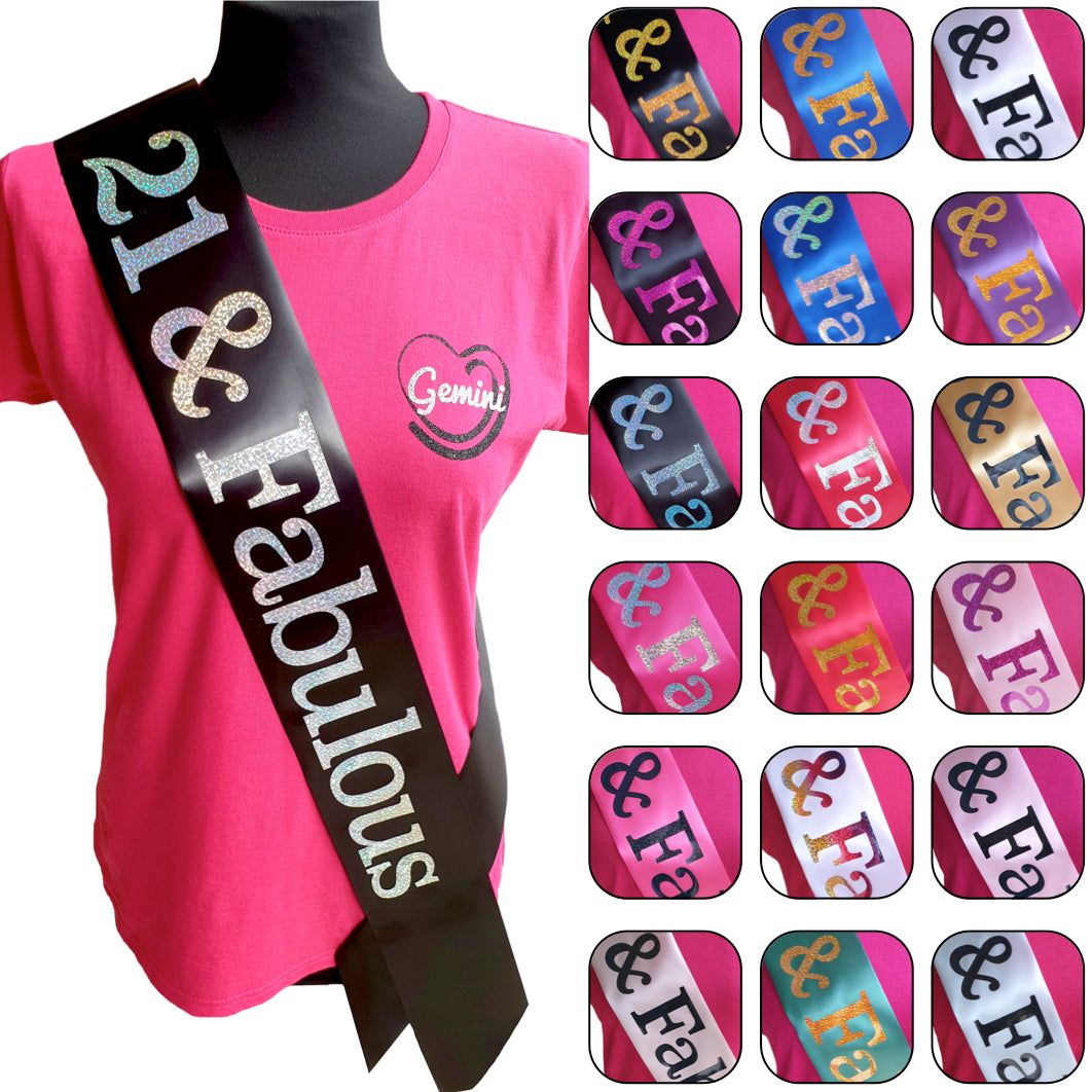 21 and Fabulous Holographic Birthday Sash