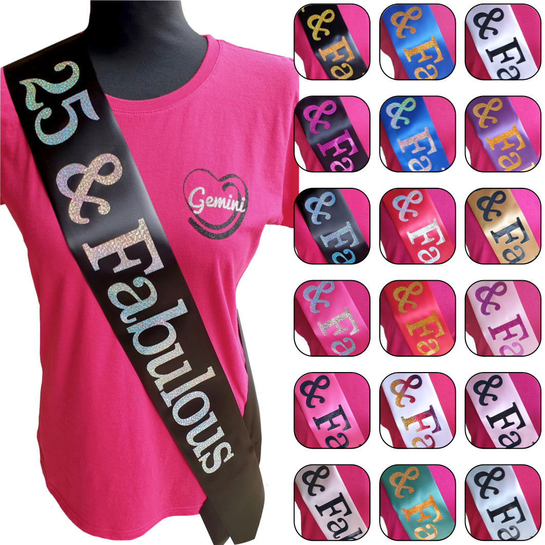 25 and Fabulous Holographic Birthday Sash