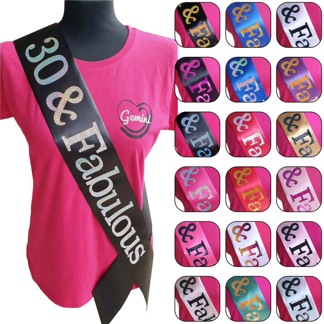 30 and Fabulous Holographic Birthday Sash