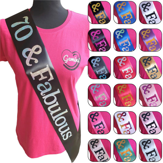 70 and Fabulous Holographic Birthday Sash