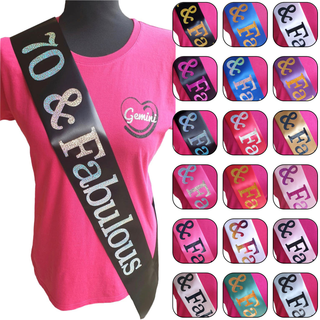 70 and Fabulous Holographic Birthday Sash