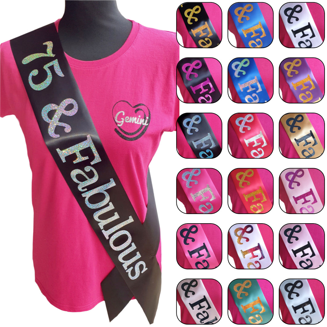 75 and Fabulous Holographic Birthday Sash
