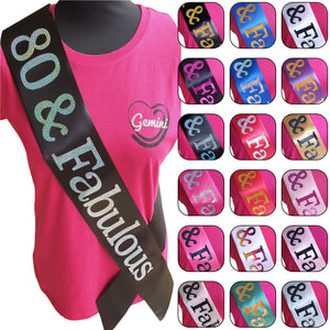 80 and Fabulous Holographic Birthday Sash