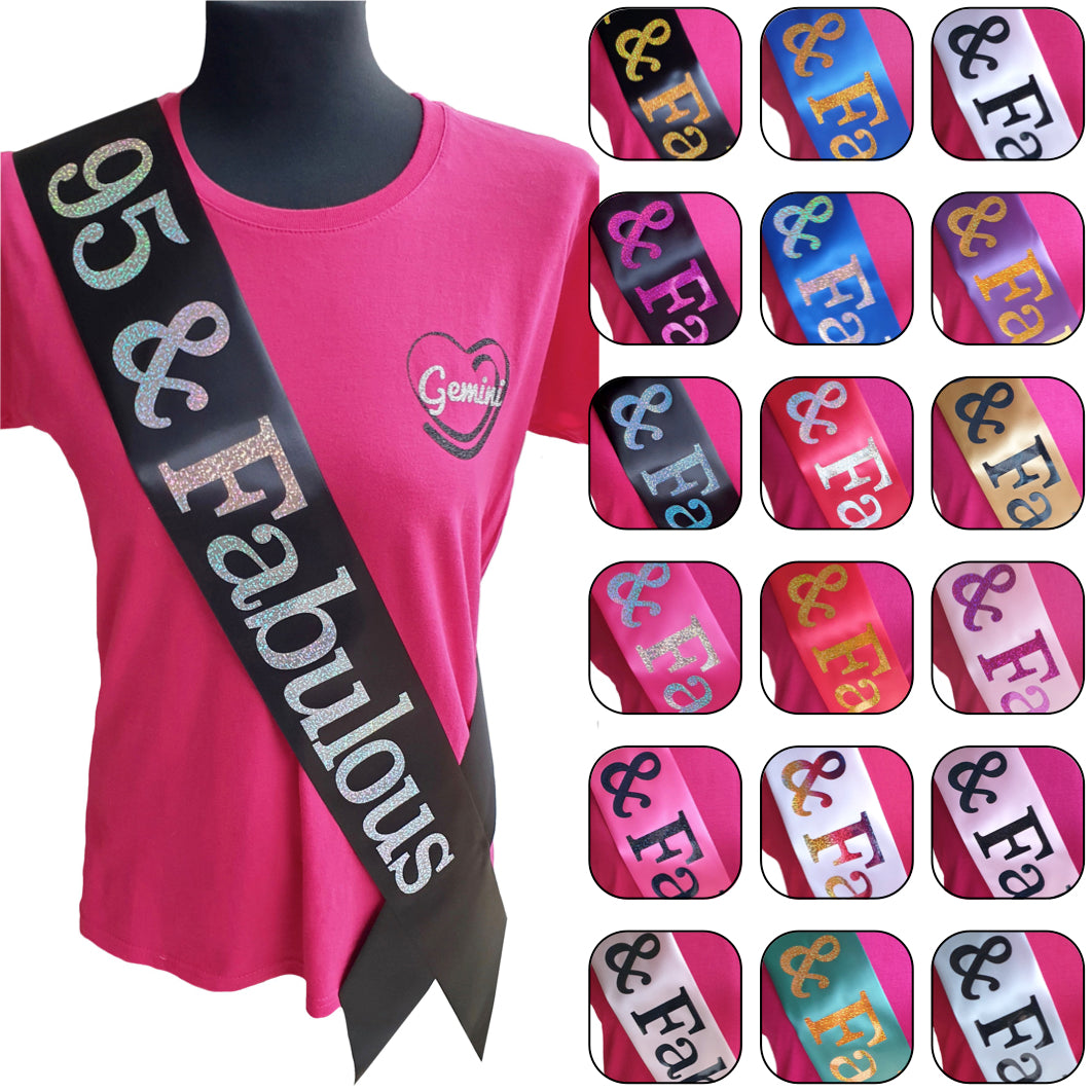 95 and Fabulous Holographic Birthday Sash