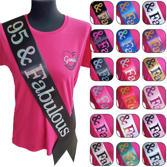 95 and Fabulous Holographic Birthday Sash