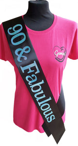 90 and Fabulous Holographic Birthday Sash