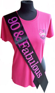 90 and Fabulous Holographic Birthday Sash