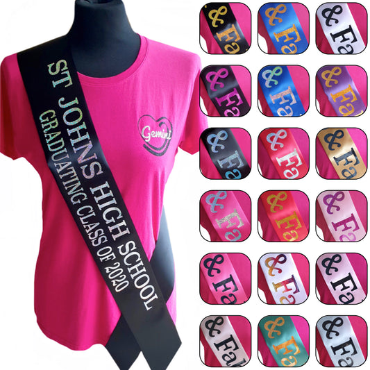 Custom Graduation Holographic Sash - Double Line