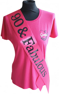 90 and Fabulous Holographic Birthday Sash