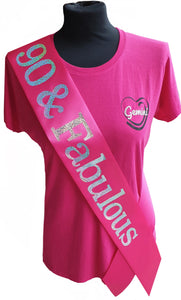 90 and Fabulous Holographic Birthday Sash