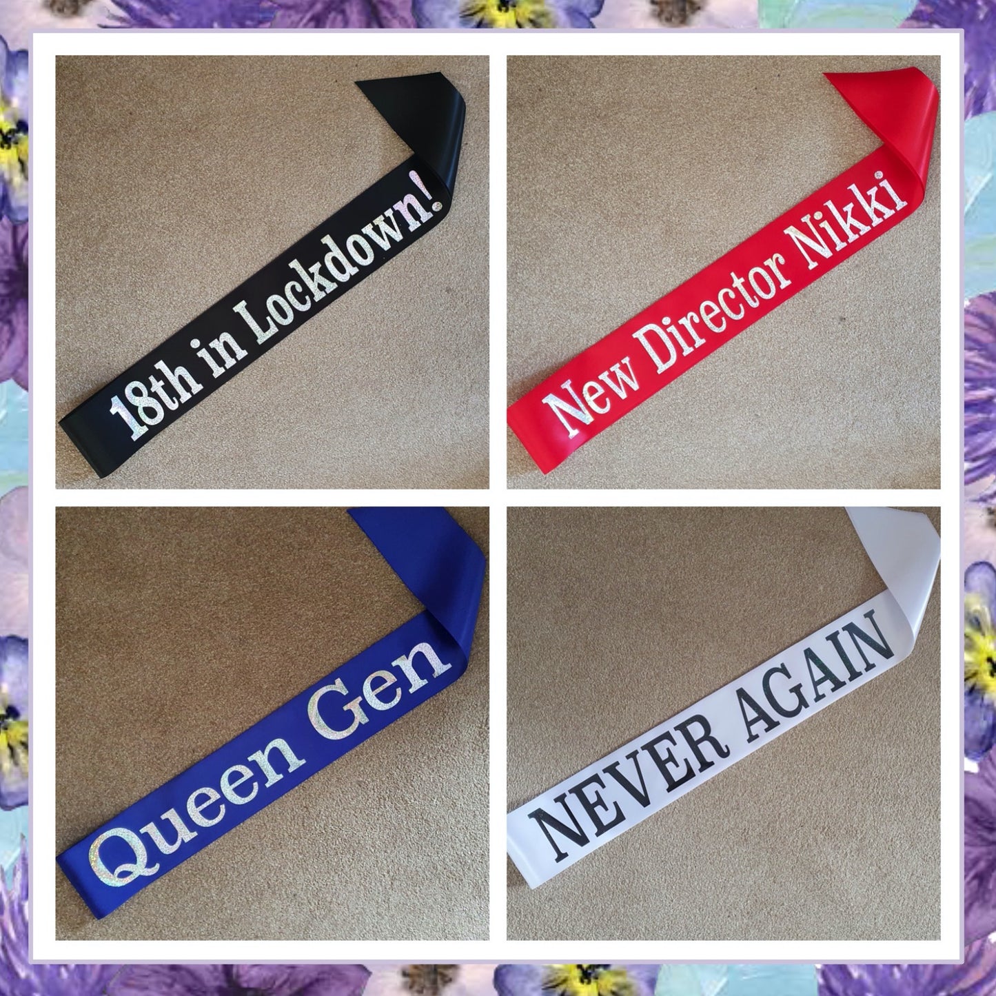 Custom Holographic Sash - Single Line