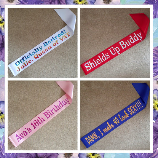 Custom Holographic Sash - Single Line